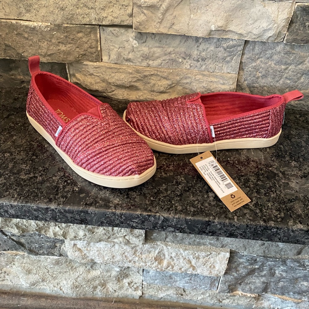 Toms youth Alpargata Dark Rose Glimmer shoe- size 13.5